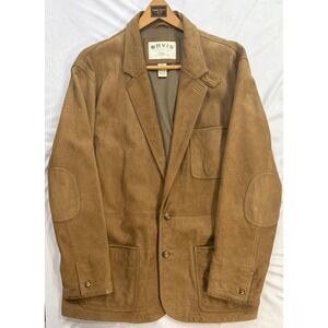 Orvis Mens Leather Field Jacket Blazer Brown Suede Elbow Patches Size 48